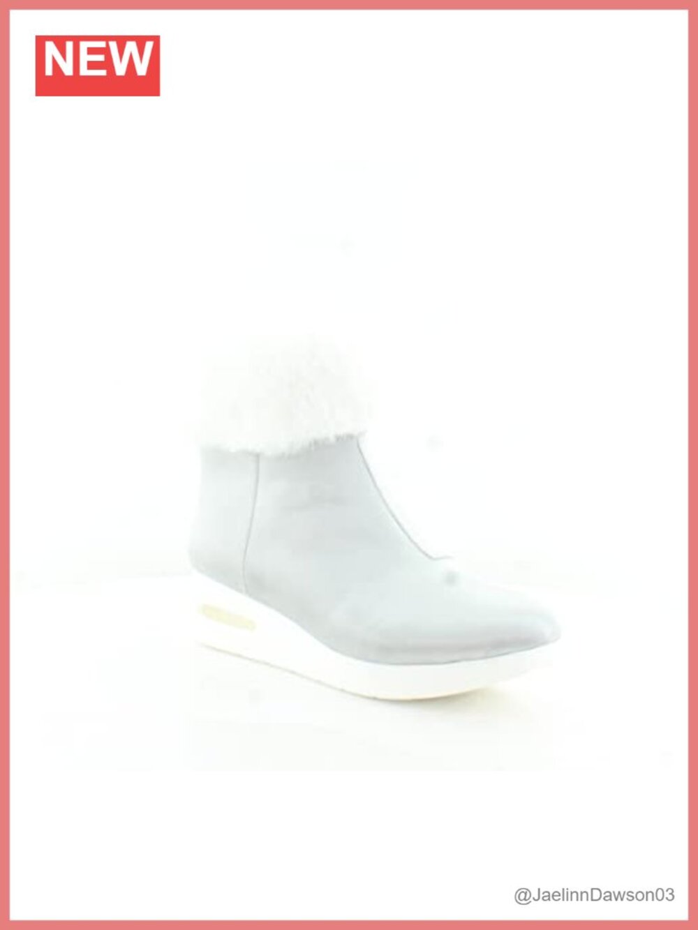 Textile Round Toe Wedge Heel Ankle Bootie with Zip Closure and Faux Fur Trim